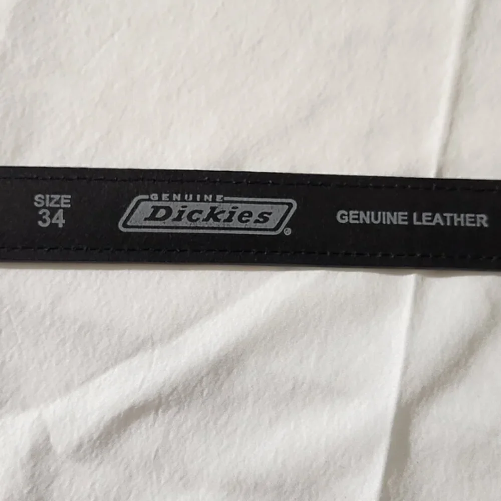 Dickies Men's Black Genuine Leather Adjustable Clasp Metal Buckle Belt SZ 34